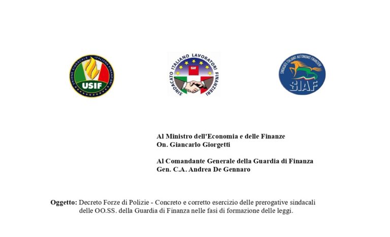 Decreto Forze di Polizia. Nota Congiunta Sindacati Gdf sito