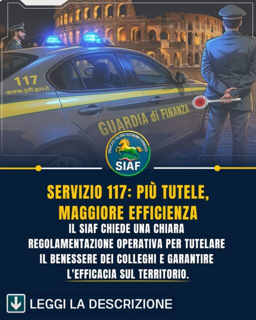 🚓 Il SIAF interviene sulle criticità organizzative segnalate dal personale impiegato nel servizio 117 nel territorio di Roma. ⚖️ La coesistenza tra attività di controllo economico del territorio e servizi di vigilanza fissa, unita ai frequenti ritardi nei cambi turno, rischia di incidere sull’organizzazione del servizio e sul clima organizzativo degli ambienti di lavoro. 🤝 Per questo il SIAF chiede una disciplina più chiara delle modalità d’impiego, una migliore pianificazione dei servizi e una riflessione sulla possibile riclassificazione dell’attività di vigilanza nell’ambito dell’Ordine e Sicurezza Pubblica. 🔗 link in bio - azioni sindacali