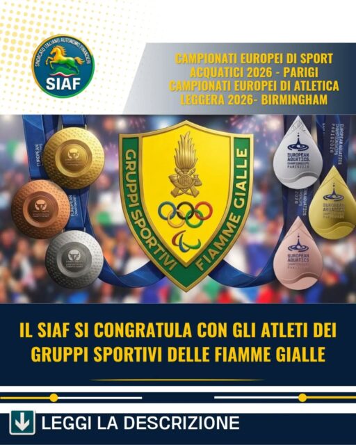 🏊♀️🏃♀️ Lo sport é l'emblema del sacrificio e della passione. In ogni gara, bracciata, salto e chilometro marciato, si incarna alla perfezione lo spirito del motto della GdF: "Nec recisa recedit". 💪 Lo sport, d'altronde, ci insegna una lezione fondamentale: i traguardi più luminosi si costruiscono col tempo, lontani dai riflettori, in silenzio e con una dedizione incrollabile. 📌 È la stessa costanza che il SIAF mette in campo ogni singolo giorno, preparando il terreno per affrontare e vincere le battaglie a tutela dei diritti di tutti i nostri collegh, senza necessità di dominare palcoscenici, con un chiaro obiettivo. 🇮🇹 Vedere la bandiera tricolore sventolare grazie al vostro sudore è motivo di immenso orgoglio per tutto il personale del Corpo e per ogni italiano. 🔰 Il SIAF esprime le più vive e sentite congratulazioni agli straordinari atleti dei Gruppi Sportivi Fiamme Gialle!