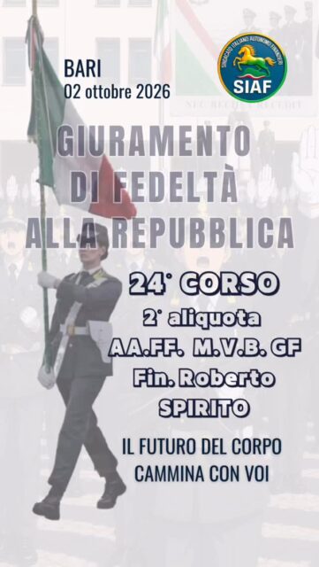 Il più sincero augurio giunga ai ragazzi e alle ragazze del 24º corso che oggi hanno indossato le fiamme e giurato fedeltà… nec recisa recedit