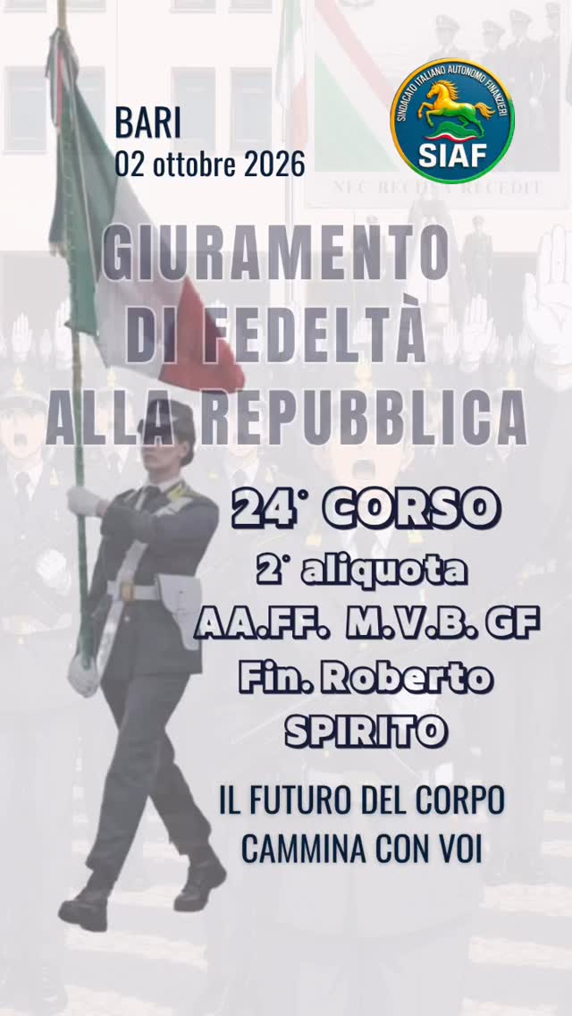 Il più sincero augurio giunga ai ragazzi e alle ragazze del 24º corso che oggi hanno indossato le fiamme e giurato fedeltà… nec recisa recedit