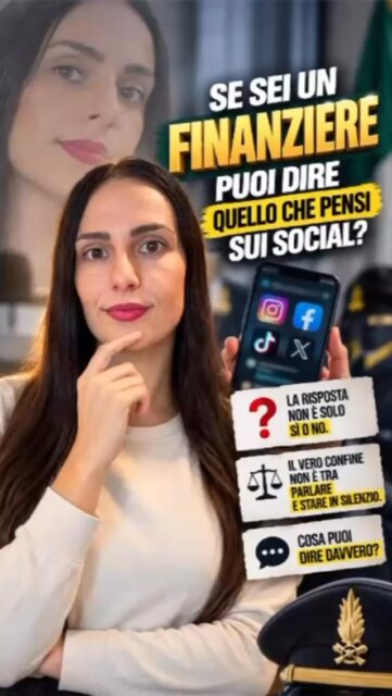 📱 SEI UN FINANZIERE. PUOI DIRE TUTTO SUI SOCIAL?  ⚖️ Essere un appartenente alla Guardia di Finanza significa rinunciare alla propria libertà di espressione online? Non proprio. Ma attenzione: anche sui social esistono diritti, doveri e limiti da conoscere.  💬 Cosa puoi pubblicare? Dove finisce la libertà di pensiero e dove iniziano i possibili profili disciplinari?  Nel nostro reel facciamo chiarezza su finanzieri e social network, libertà di espressione, responsabilità individuale e regole di comportamento per chi indossa una divisa.  🔎 Informarsi è il primo passo per tutelare i propri diritti ed evitare errori che possono avere conseguenze professionali.  📲 Guarda il reel fino alla fine, condividilo con i colleghi e scrivici nei commenti: secondo te, i finanzieri conoscono davvero i limiti della propria libertà di espressione sui social?  🤝 SIAF – La tutela dei tuoi diritti parte dall’informazione.  #SIAF #GuardiaDiFinanza #Finanzieri #LibertàDiEspressione #SocialNetwork DirittiDeiMilitari