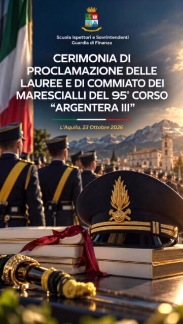 🎓 UN TRAGUARDO RAGGIUNTO. UN NUOVO CAMMINO DA INIZIARE. 🇮🇹  Ai Marescialli del 95° Corso “Argentera III”, che ieri hanno celebrato il conseguimento della laurea, giungano i più sinceri auguri del SIAF – Sindacato Italiano Autonomo Finanzieri.  Un traguardo importante, frutto di impegno, sacrifici, determinazione e spirito di appartenenza. 💛  Da lunedì inizierà una nuova avventura professionale presso i reparti di assegnazione, fatta di responsabilità, nuove esperienze e sfide da affrontare.  💙 A ciascuno di voi auguriamo di vivere questo percorso con entusiasmo, orgoglio e la consapevolezza di non essere mai soli.  Il SIAF sarà al vostro fianco, pronto ad ascoltarvi, sostenervi e tutelare i vostri diritti in ogni fase della vostra carriera.  Congratulazioni e buon servizio a tutti! 🇮🇹  #SIAF #ArgenteraIII #95Corso #Marescialli #guardiadifinanza