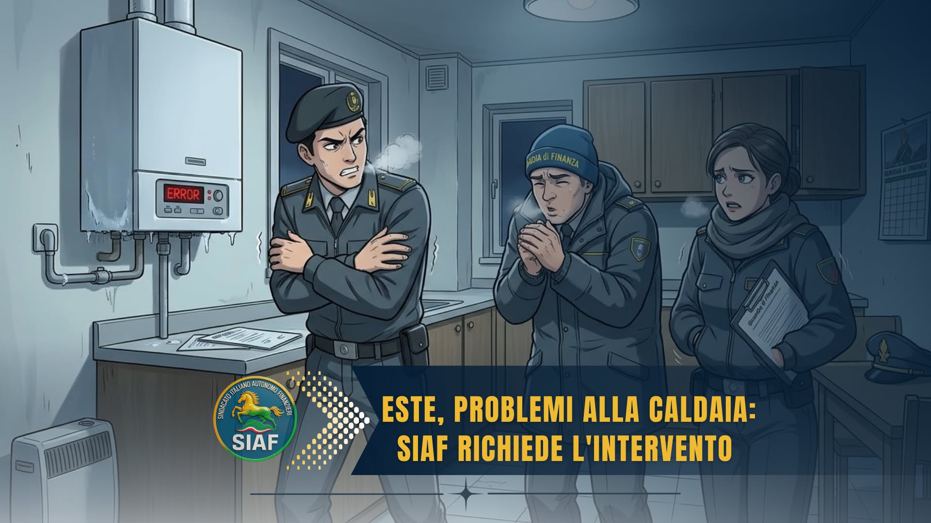 Guardia di Finanza Este, caldaia guasta da mesi: SIAF chiede intervento urgente per quattro militari